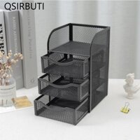 Qsirbuti Máy Tính Để Bàn Sắp Xếp, Sắt Kim Loại 3 Ngăn Kéo Để Bàn, Phụ Kiện Máy Tính Để Bàn Mini Khách Sạn Người Tổ Chức Vật Dụng Văn Phòng