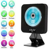 QTMHT Bluetooth DVD/CD Player Portable HiFi Speakers Built-Wall Mounting Home Audio Boombox with Remote Control FM Radio,Black