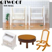 QTWOOF 1 / 12 Nhà búp bê thu nhỏ, Mô hình bàn làm việc bằng gỗ Mini 7 kiểu, Ghế Sofa Mini chất lượng cao Trang trí nhà búp bê