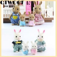 QTWOOF Qtwoof Búp Bê Hoạt Hình, Giả Vờ Chơi Động Vật Rừng Gia Đình Búp Bê Koala Sang Trọng, Một Gia Đình Bốn Gấu Trắng Thỏ Nâu Mặc Quần Áo Quà Tặng Gấu