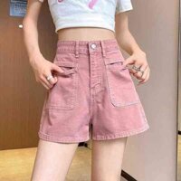 Qu n i jean n Dirty Pink Denim Quần Short Nữ Mùa Hè Mỏng Phong Cách 2024 Phong Cách Mới Rời Phù Hợp Với Ống Rộng Chữ a Cao Cấp Mặc Ngoài Quần Nóng