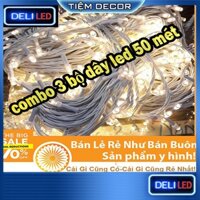 [QUÀ 59K] COMBO 3 Bộ Dây Đèn Nháy 50 Met Trang Trí ⚡𝗗𝗔̂𝗬 𝗖𝗔𝗢 𝗖𝗔̂́𝗣⚡ Đèn Nháy Bóng Led Kim Cương Chống Nước, Cuốn Cây