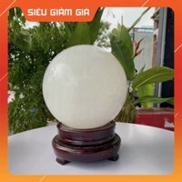 Quả Bi cầu phong thủy màu trắng đá TA, đá canxit, đá Obsidian nguyên khối size 5cm đến 20cm