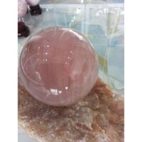Quả Bi Cầu phong thủy thạch anh hồng đá nguyên khối, tặng kèm đế, 1,9kg_ 3,6kg