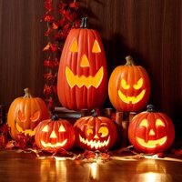 Quả bí ngô nhựa có đèn LED trang trí Halloween