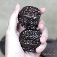 Quả bóng tay bằng gỗ màu đen bằng da, đồ chơi thể dục, quả bóng tay cho người cao tuổi, đồ thủ công bằng gỗ