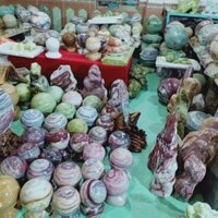Quả cầu bi đá phong thủy tự nhiên Văn Chấn Yên Bái nhiều màu