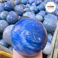 Quả Cầu Đá Thạch Anh Xanh Biển Tự Nhiên 100%, (Tặng Đế Gỗ)Bi Cầu Phong Thủy May Mắn, Nhiều Kích Cỡ