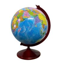 Quả cầu hành chính, Quả địa cầu đế gỗ nâu, gộng nhựa nâu - lớn phi 30