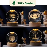 Quả cầu pha lê 3D phát sáng làm đèn ngủ, quà tặng sinh nhật, quà tặng giáng sinh, trang trí decor phòng ngủ