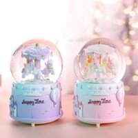 Quả cầu pha lê lâu đài băng chuyền, hộp nhạc có đèn và tuyết, quà lưu niệm, đồ trang trí, quà sinh nhật thú vị, quà tặng
