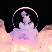 Quả cầu pha lê tuyết hình cô gái đứng bên chú ngựa nhiều kích thước
