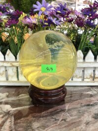 Quả cầu phong thủy đá canxit vàng - Đường kính 9,5 cm 10,5 cm 11,2 cm và 11,4 cm - Đường kính 10,5cm và nặng 1,4 kg
