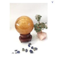 Quả Cầu Phong Thủy Đá Canxit Vàng