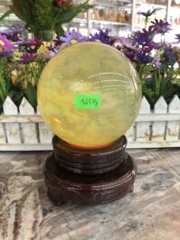 Quả cầu phong thủy đá canxit vàng - Đường kính 9,5 cm 10,5 cm 11,2 cm và 11,4 cm - Đường kính 11,2cm và nặng 1,65 kg