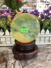 Quả cầu phong thủy đá canxit vàng - Đường kính 9,5 cm 10,5 cm 11,2 cm và 11,4 cm - Đường kính 11,4cm và nặng 1,7 kg