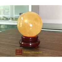Quả Cầu Phong Thủy Đá Canxit Vàng Tự Nhiên Nguyên Khối Vàng Đẹp 3.09kg-13,1cm