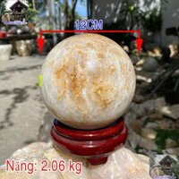 Quả cầu thạch anh bông vàng QC1271 Mang lại may mắn, thuận lợi - Nặng 2.06kg (ĐK: 12cm)