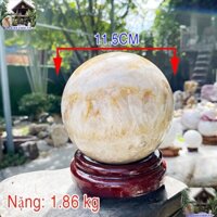 Quả cầu thạch anh bông vàng QC1267 - Nặng 1.86kg (ĐK: 11.5cm) - Vật phẩm phong thủy may mắn