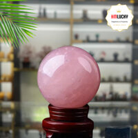 Quả Cầu Thạch Anh Hồng, Quả Cầu Phong Thủy, Bi Cầu Thạch Anh, Cầu Hồng nhiều Kích Cỡ(Tặng Đế Gỗ)