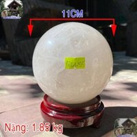 Quả cầu thạch anh trắng QC1295, đường kính 11cm, nặng 1,85kg