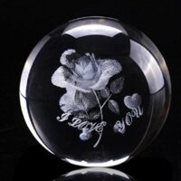 Quả cầu thủy tinh BÔNG HỒNG pha lê quà tặng 20/10 8/3 Valentine trang trí độc đáo phát sáng nhiều màu