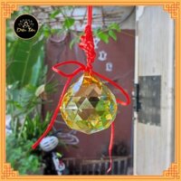 Quả cầu treo pha lê phong thuỷ đa giác nhiều màu có dây treo tâm kết  - Vàng - 5cm