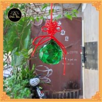 Quả cầu treo pha lê phong thuỷ đa giác nhiều màu có dây treo tâm kết  - xanh lá - 6cm