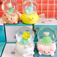 Quả Cầu Tuyết Chậu Xương Rồng 7cm Dễ Thương Có Đèn Ảnh Thật Shop Chụp - Quà Tặng Pha Lê Dễ Thương