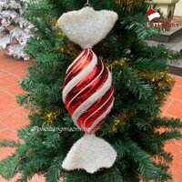 Quả châu KẸO khổng lồ màu đỏ trắng làm phụ kiện trang trí cây thông dịp Noel giáng sinh