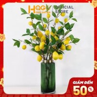 Quả giả, quả nhân tạo, cành 7 quả chanh vàng giống thật trang trí, decor nhà cửa xanh mát