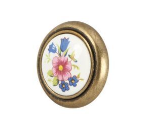 Quả nắm màu đồng cổ kèm hoạ tiết sứ Hafele 121.26.140 (32x22mm)
