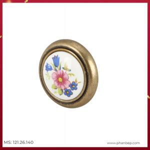 Quả nắm màu đồng cổ kèm hoạ tiết sứ Hafele 121.26.140 (32x22mm)