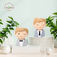 [Quà Sinh Nhật Cho Bạn Trai] Chậu Xương Rồng Sen Đá Mini Đẹp Hình Chàng Trai, Bình Hoa Trang Trí Decor Phòng Khách