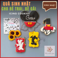 Quà Sinh Nhật Cho Bé Gái, Bé Trai Set Bánh Quy Vẽ Icing Chuột Mickey Dễ Thương Sắc Nét | Đảo Bánh Quy