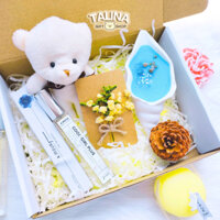 Quà sinh nhật cho nữ ý nghĩa có tặng kèm thiệp - Set quà tặng nữ gấu bông, nước hoa, nến thơm