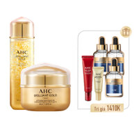[Quà tặng 1TR4] Bộ Đôi Toner và Kem Dưỡng Chống Lão Hóa Chuyên Sâu Vàng 24K AHC BRILLIANT GOLD (Tặng 2 kem mắt + 3 mặt nạ)