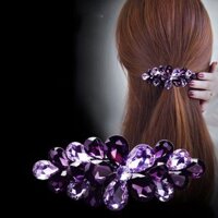 Quà tặng 20/10 cho sếp nữ, vợ, cô giáo, giáo viên nữ, mẹ và bạn gái, người yêu nữ quà tặng Kẹp (Cặp) Tóc Dạng Bấm Đính Đá Màu Tím Hình Hoa 5 Cánh - KDD001