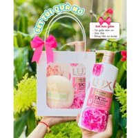 (Quà Tặng 20/11) Set Sữa Tắm Lux Hoa Hồng (1 Sữa Tắm + Bông Tắm + Túi Giấy)