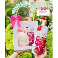 (Quà Tặng 20/11) Set Sữa Tắm Lux Lựu Đỏ (1 Sữa Tắm + Bông Tắm + Túi Giấy)