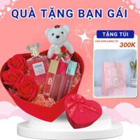 Quà tặng bạn gái, hộp gói quà bao gồm son lì và nước hoa nữ thơm lâu, Quà tặng ny dịp quốc tế phụ nữ hoặc sinh nhật