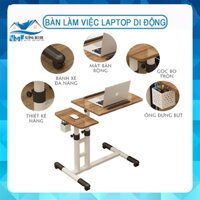 [QUÀ TẶNG] Bàn Làm Việc Laptop Di Động NhaF , Bàn học di động có bánh xeTặng Kèm Giỏ Bút Chân Tròn Khung Sắt