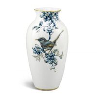 Quà Tặng Bình hoa Minh Long – Chích Chòe và Quả Quất – Cobalt Vàng