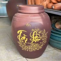 Quà tặng Bố Chum sành không tráng men vẽ chữ Tài Lộc dung tích 20 lít