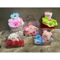 QUÀ TẶNG BÓ HOA Lụa Và Hộp Quà Gấu Bông 8/3