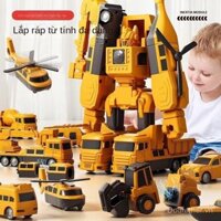 Quà tặng cho bé trai, robot lắp ráp kim cương 6 inch, đồ chơi từ tính, xe kỹ thuật, 3 biến hình, nối ghép cho bé trai, TUYU