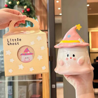 Quà tặng cốc sứ Ly sứ có nắp hình Con Ma Vui Vẻ 360ml có hộp quà thích hợp làm quà tặng chất lượng cao cấp