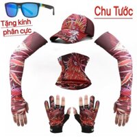 (Quà tặng) Combo 4 món chống nắng Tứ Tượng (Thanh Long, Bạch Hổ, Huyền Vũ, Chu Tước) cao cấp tặng kèm kính phân cực