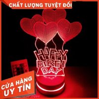 [Quà Tặng] Đèn trang trí Led 3D đế gỗ khắc hình độc đáo trái tim