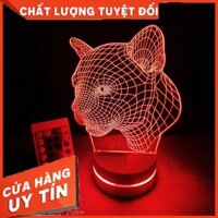 [Quà Tặng] Đèn trang trí Led 3D đế gỗ khắc hình đầu báo ngộ nghĩnh